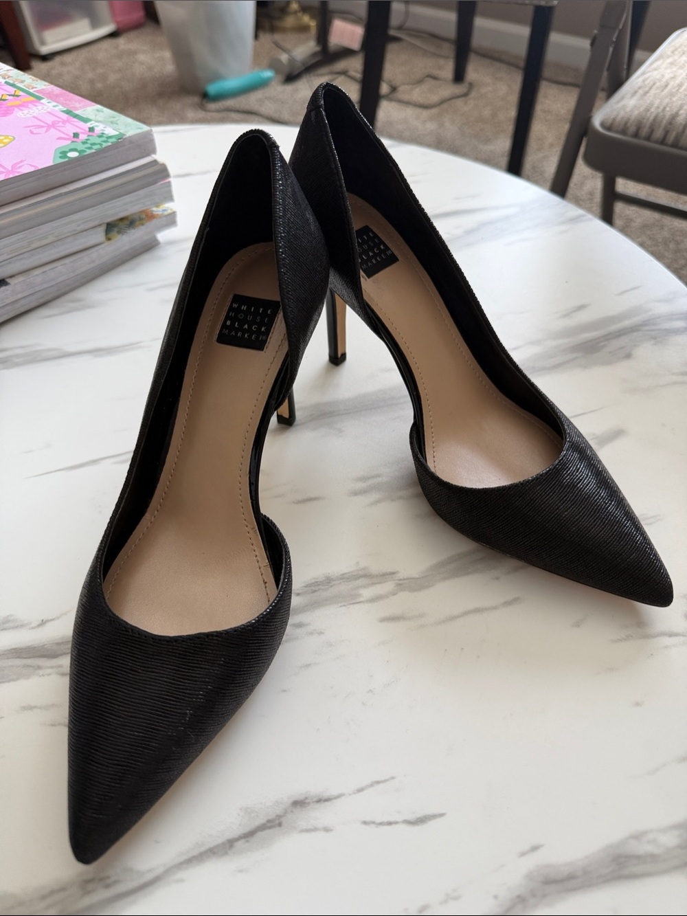 White House Black Market Black Pointed D'Orsay High Heels